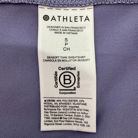Athleta Seasoft Tank Sweatshirt Size Small Purple Sleeveless Muscle Tee Top - Picture 10 of 11
